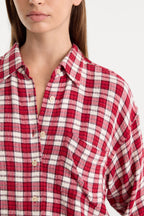 THE CRINKLE EASY SHIRT CARMINE PLAID