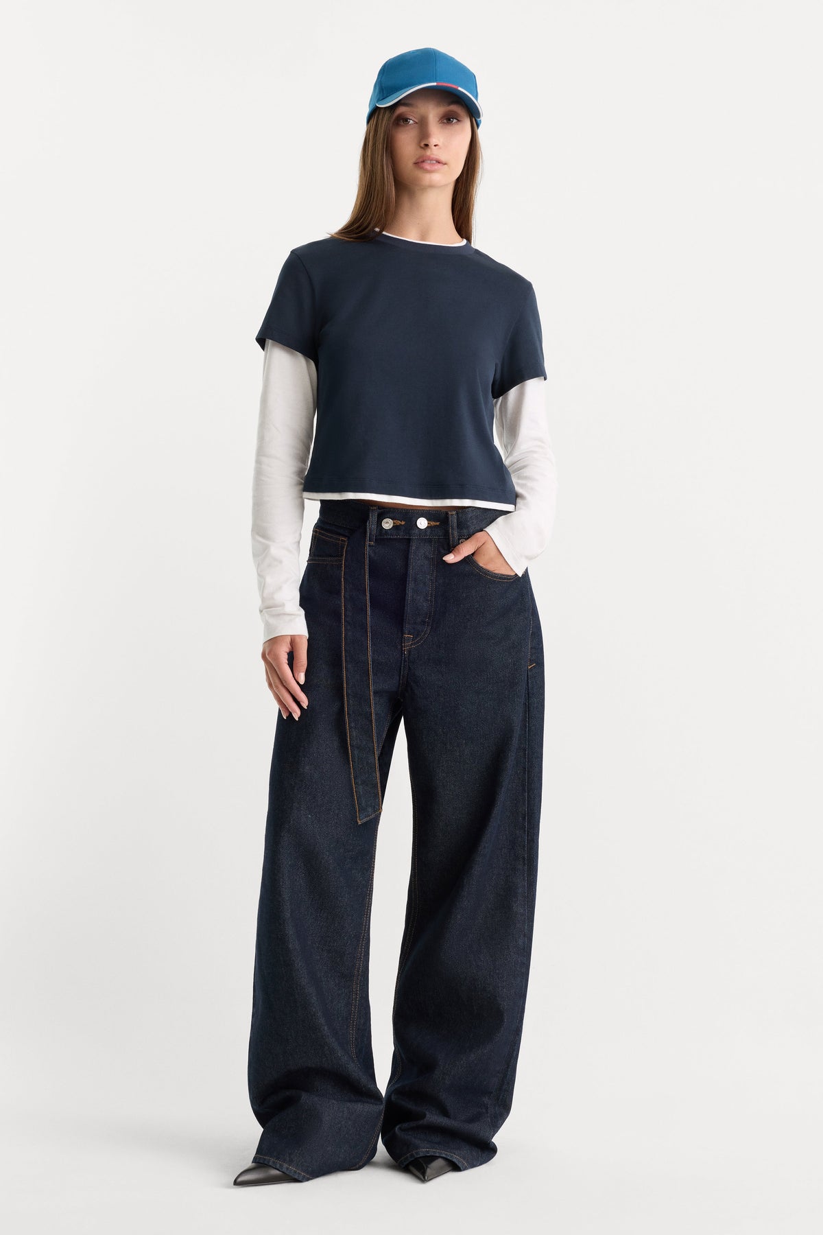 THE COMBO LAYERED TEE NAVY WITH CHALK