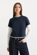 THE COMBO LAYERED TEE NAVY WITH CHALK