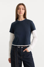 THE COMBO LAYERED TEE NAVY WITH CHALK