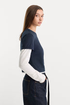 THE COMBO LAYERED TEE NAVY WITH CHALK