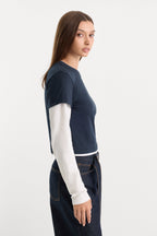 THE COMBO LAYERED TEE NAVY WITH CHALK