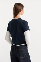 THE COMBO LAYERED TEE NAVY WITH CHALK