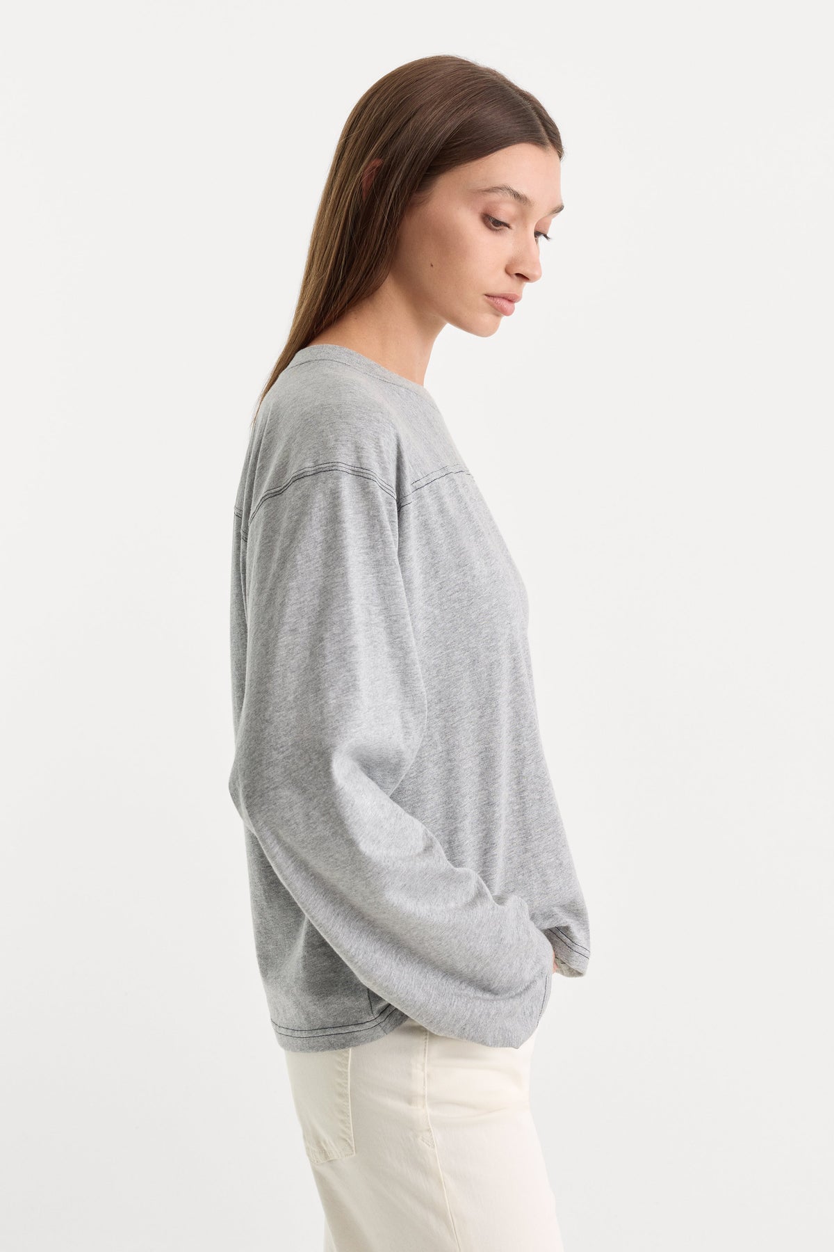 THE LONG SLEEVE GYM TEE GREY MELANGE
