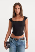 DOLLY SUPER STRETCH CORSET TOP BLACK001