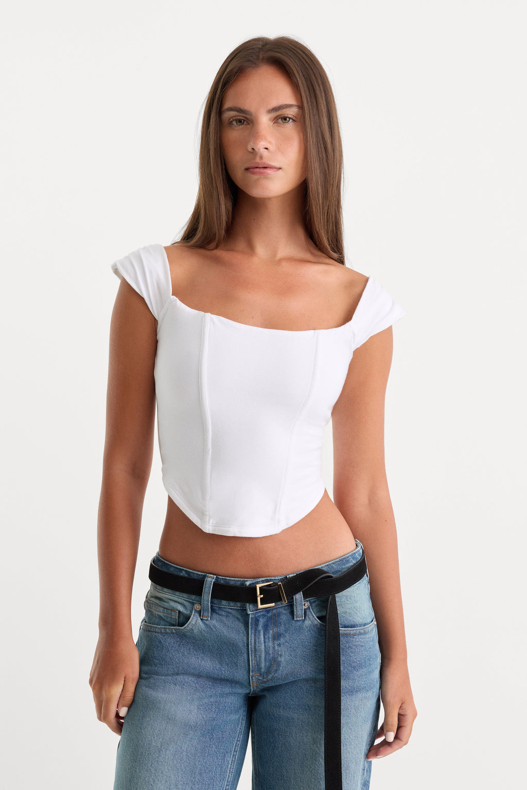 DOLLY SUPER STRETCH CORSET TOP WHITE001