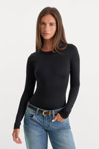 THE SCULPTING MODERN LONG SLEEVE BODYSUIT BLACK