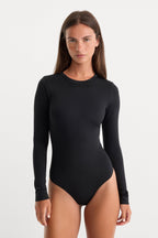 THE SCULPTING MODERN LONG SLEEVE BODYSUIT BLACK