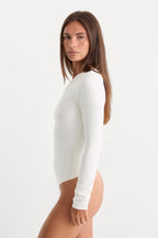 THE SCULPTING MODERN LONG SLEEVE BODYSUIT WHITE