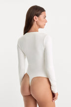 THE SCULPTING MODERN LONG SLEEVE BODYSUIT WHITE
