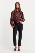 NEVER FADE BUTTON FRONT GOOD LEGS STRAIGHT JEANS BLACK001