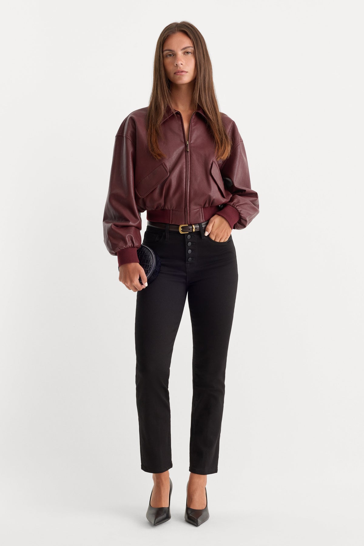 NEVER FADE BUTTON FRONT GOOD LEGS STRAIGHT JEANS BLACK001
