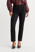NEVER FADE BUTTON FRONT GOOD LEGS STRAIGHT JEANS BLACK001
