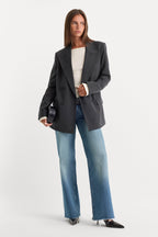 ESSENTIAL SUITING OVERSIZED DOUBLE BREASTED BLAZER DARK HEATHER GRAY