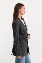 ESSENTIAL SUITING OVERSIZED DOUBLE BREASTED BLAZER DARK HEATHER GRAY