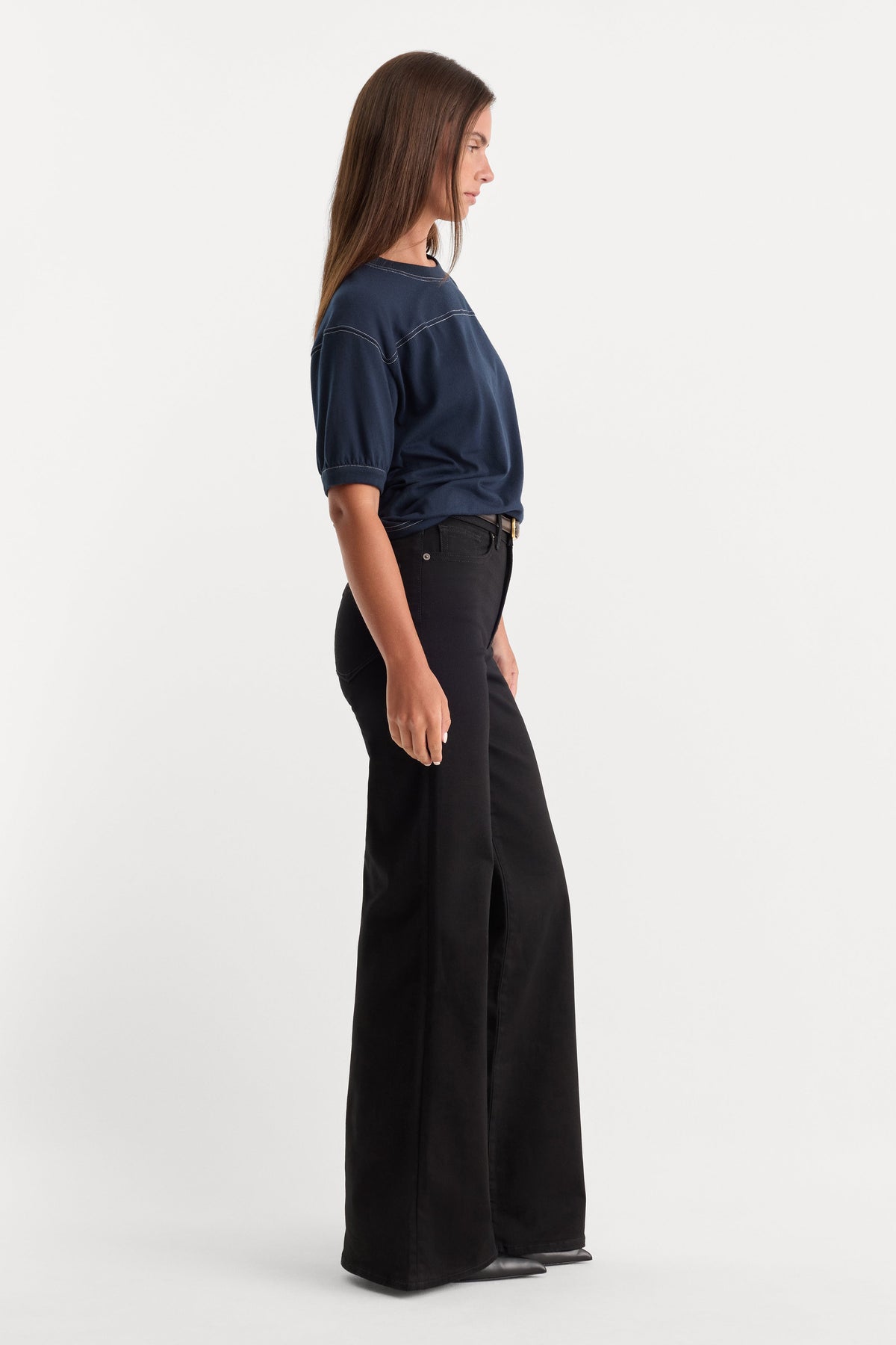 NEVER FADE GOOD WAIST PALAZZO JEANS BLACK