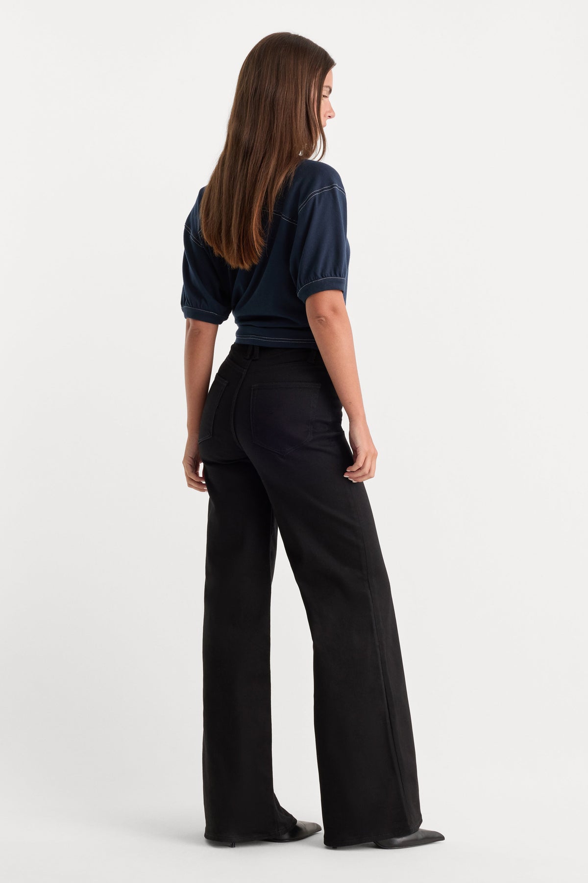 NEVER FADE GOOD WAIST PALAZZO JEANS BLACK