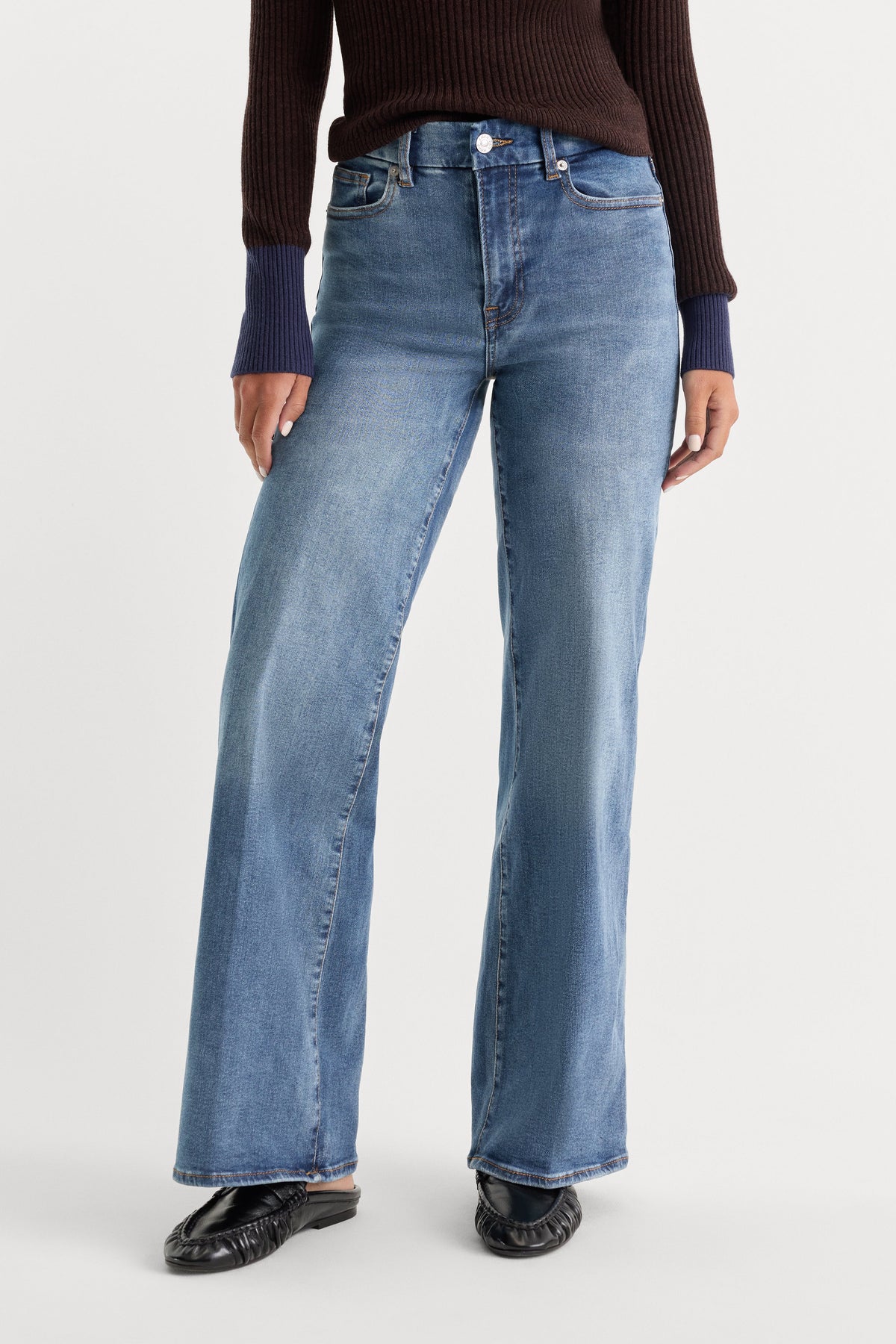 ALWAYS FITS SLIM PALAZZO JEANS TAWNY