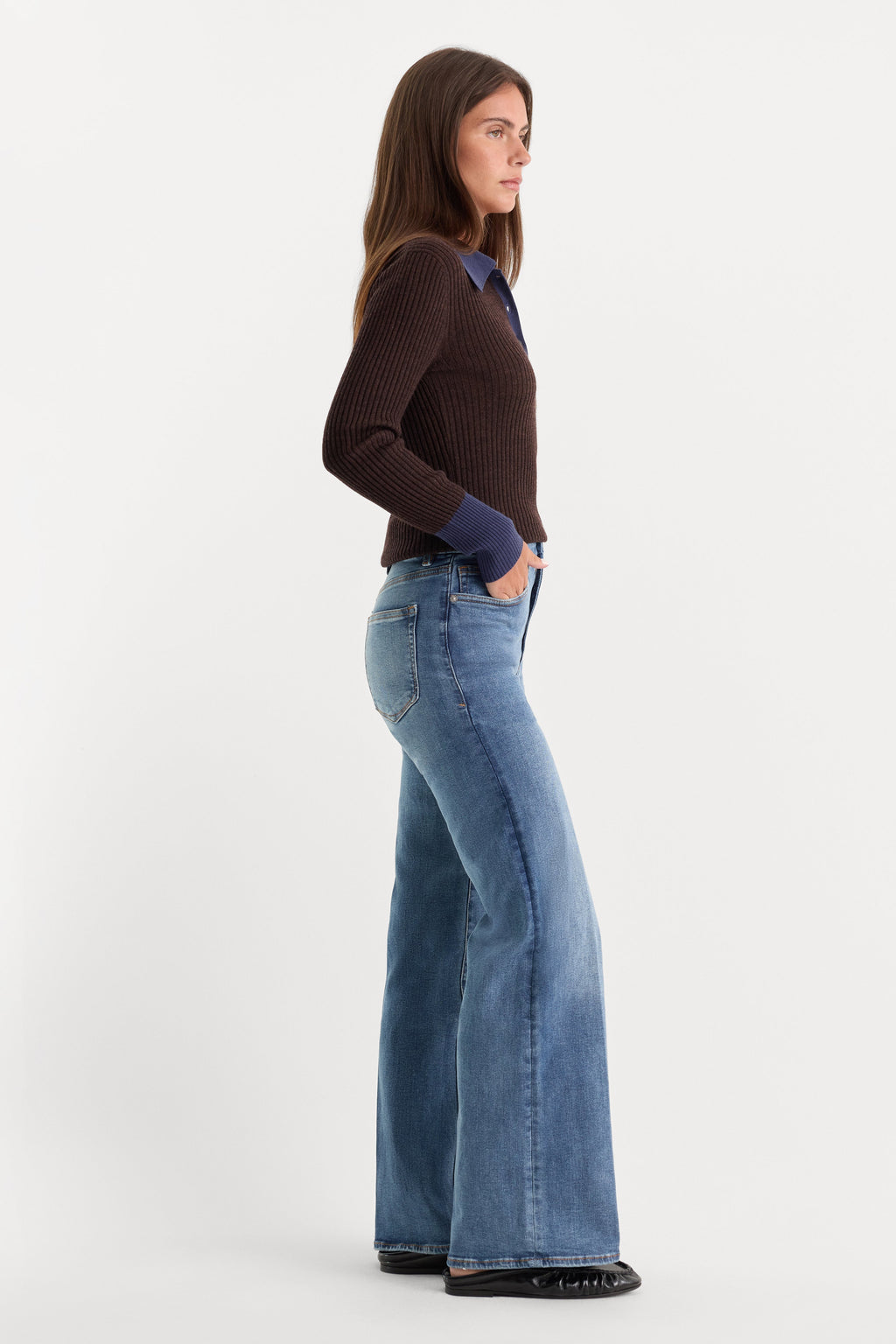 ALWAYS FITS SLIM PALAZZO JEANS TAWNY
