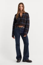 THE JACQUARD CARDIGAN CHOCOLATE PLAID