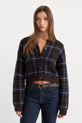 THE JACQUARD CARDIGAN CHOCOLATE PLAID