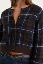 THE JACQUARD CARDIGAN CHOCOLATE PLAID