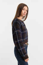 THE JACQUARD CARDIGAN CHOCOLATE PLAID