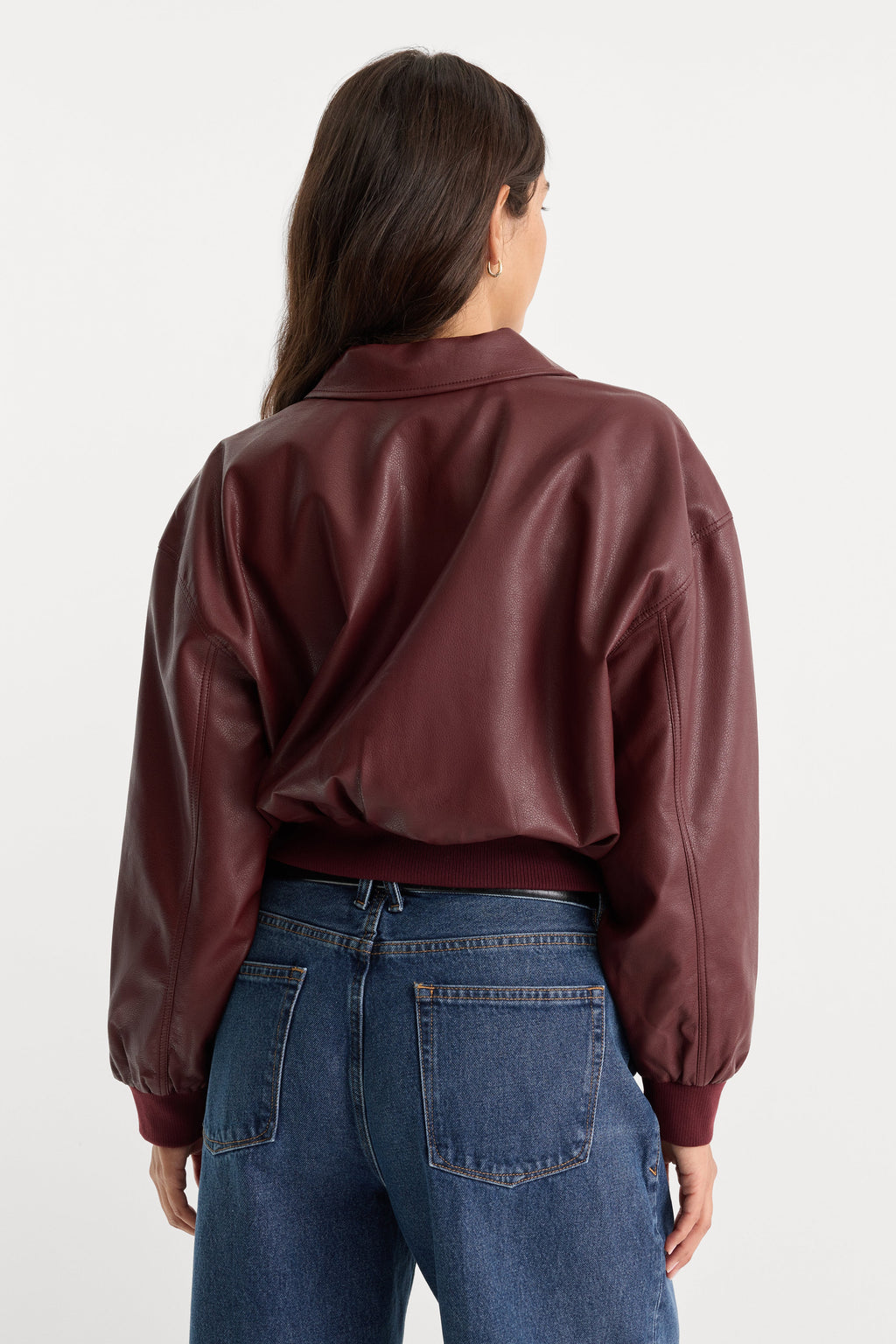 THE BETTER THAN LEATHER BOMBER JACKET BERRY NOIR