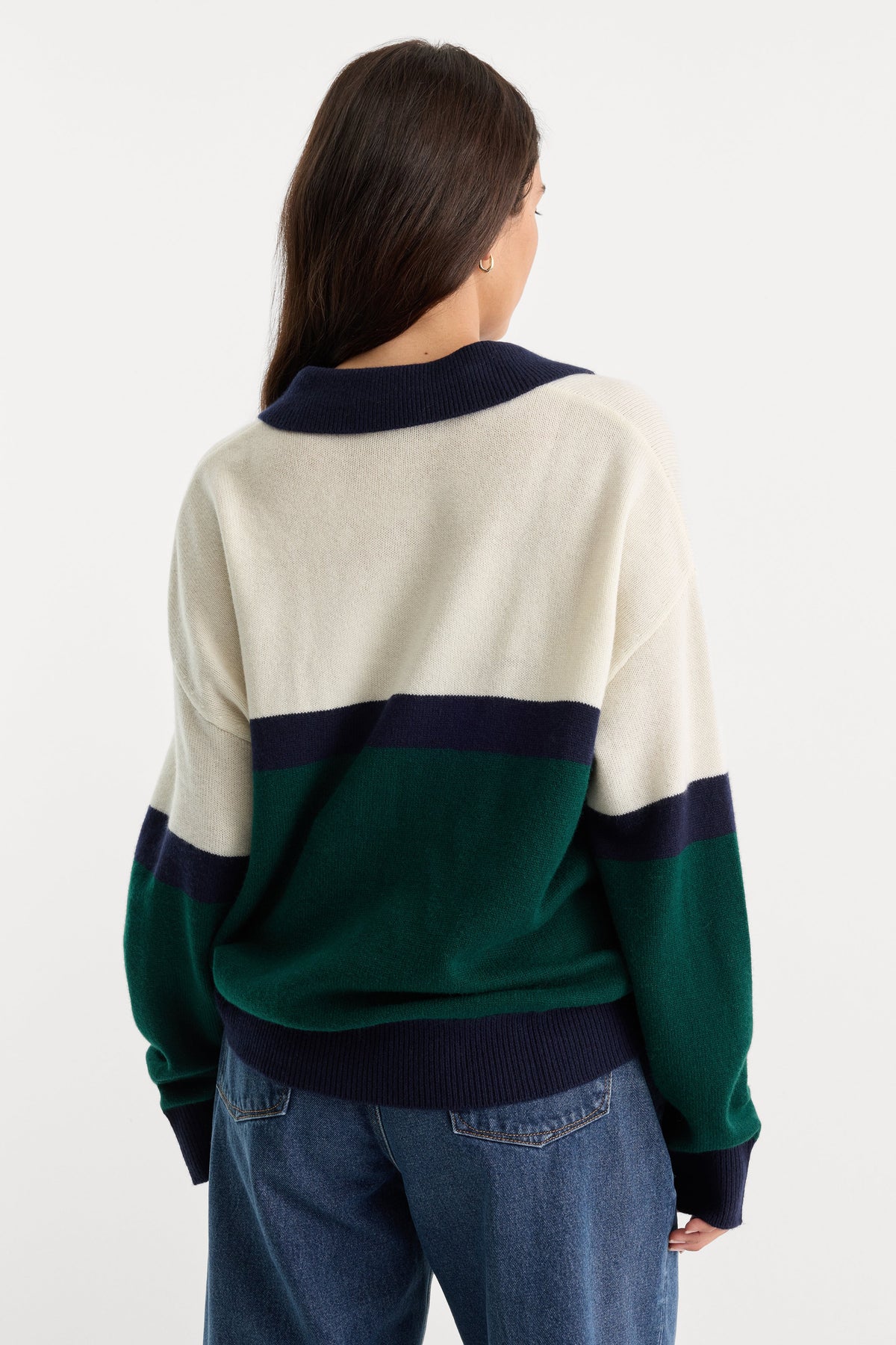 THE OVERSIZED RUGBY SWEATER FOREST BLOCKED STRIPE