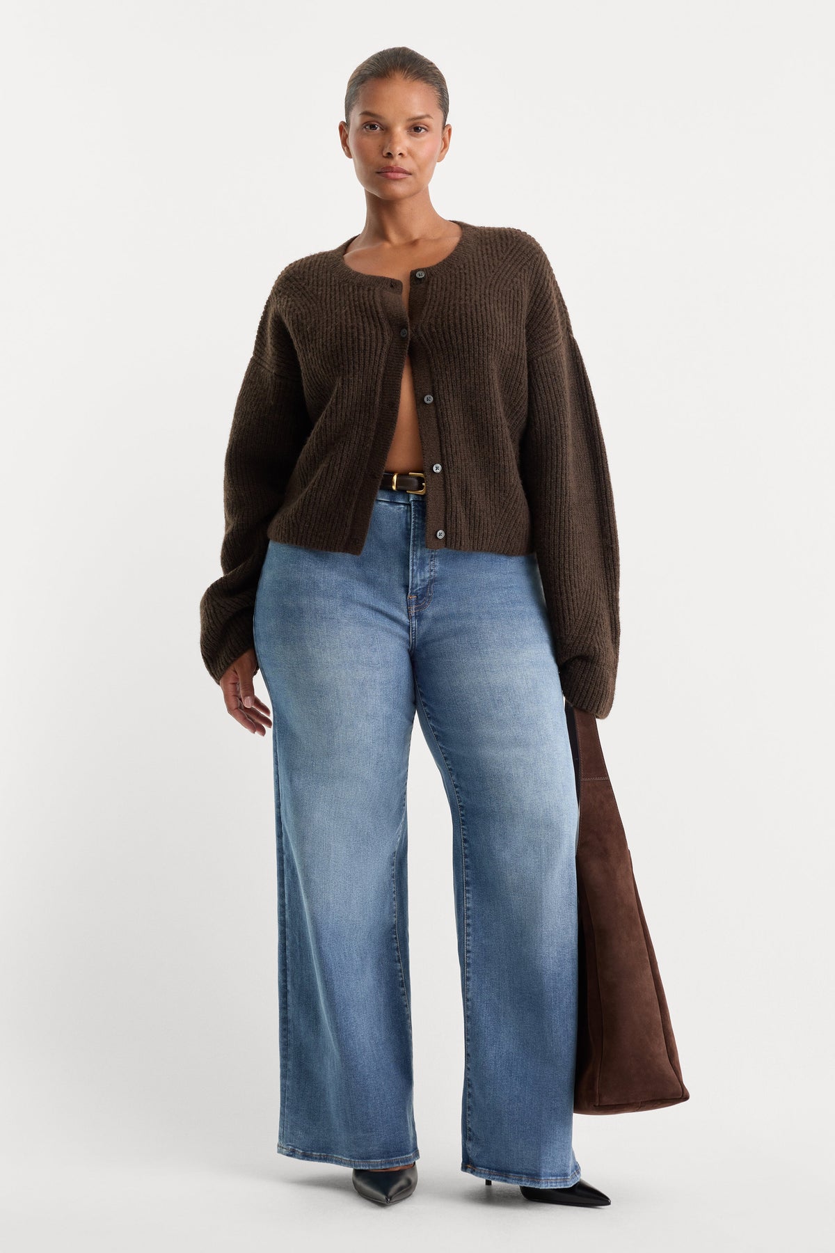 ALWAYS FITS SLIM PALAZZO JEANS TAWNY