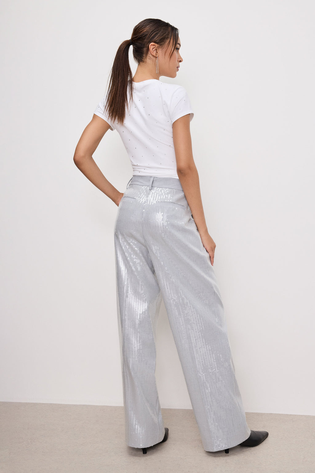 GOOD 90s SEQUIN TROUSERS HEATHER GREY001