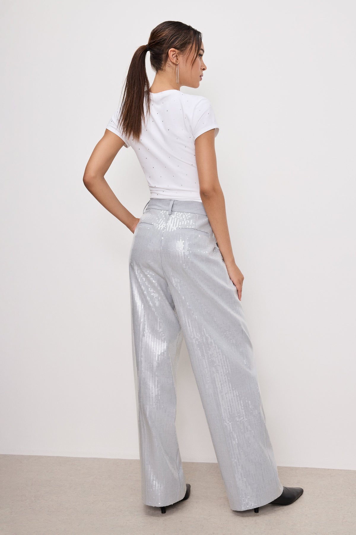 GOOD 90s SEQUIN TROUSERS HEATHER GREY001