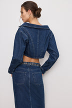 DENIM OFF SHOULDER TOP INDIGO724