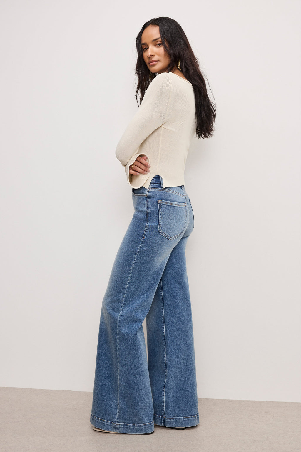 GOOD WAIST PALAZZO COMPRESSION JEANS INDIGO837