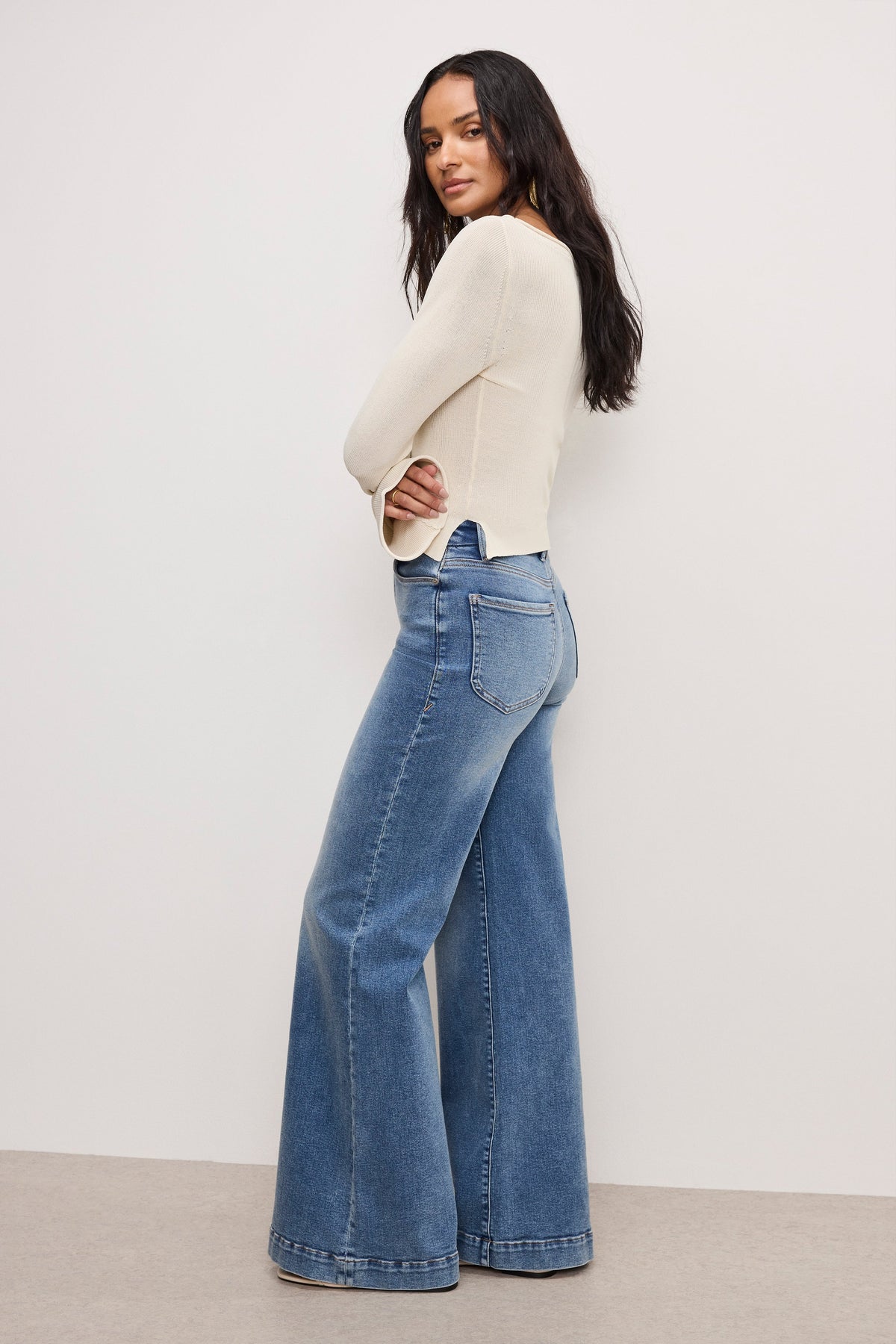 GOOD WAIST PALAZZO COMPRESSION JEANS INDIGO837