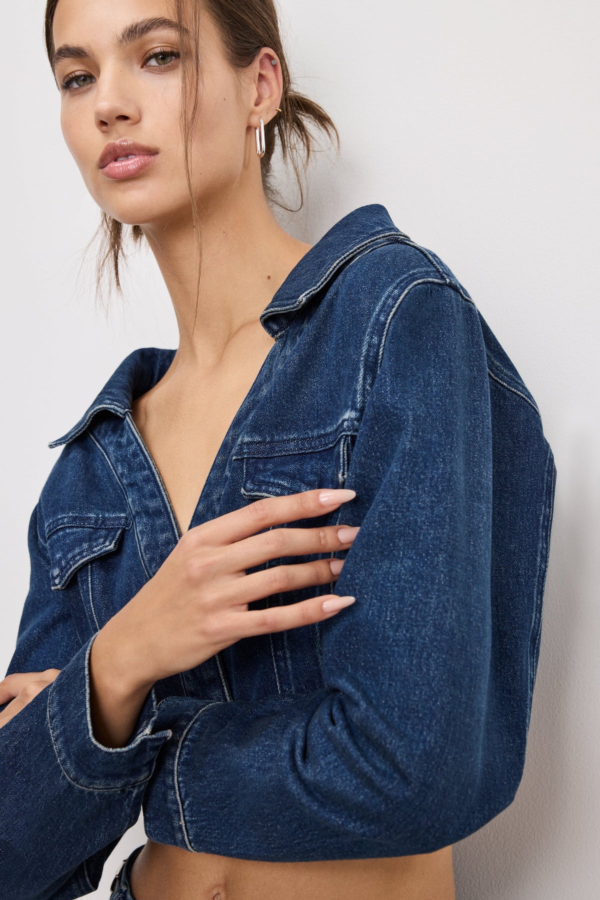DENIM OFF SHOULDER TOP INDIGO724