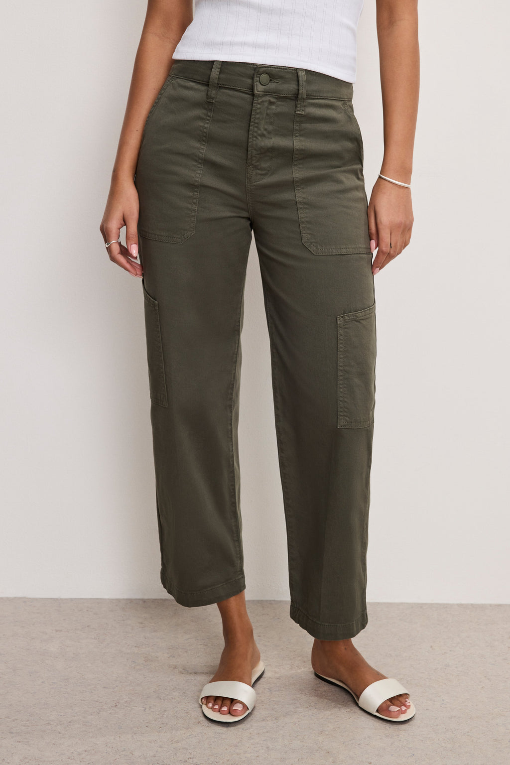 CARGO CROPPED TWILL PANTS FATIGUE001