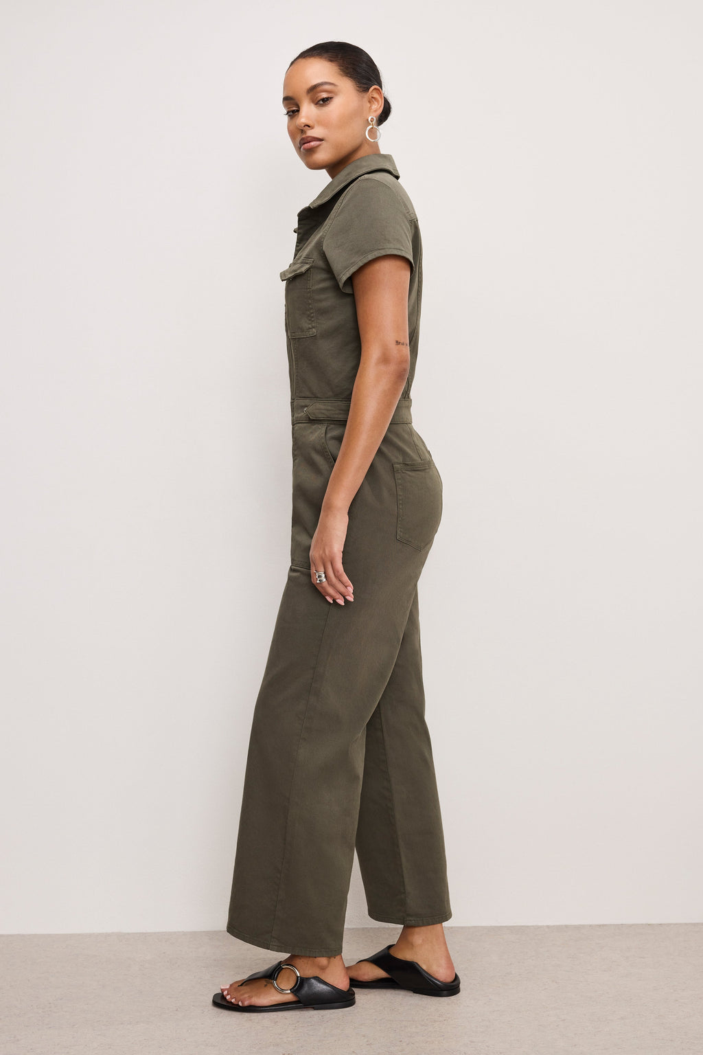 FIT FOR SUCCESS TWILL PALAZZO CROPPED JUMPSUIT FATIGUE001