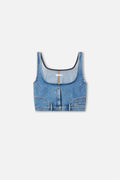 REWORKED DENIM VEST INDIGO1083