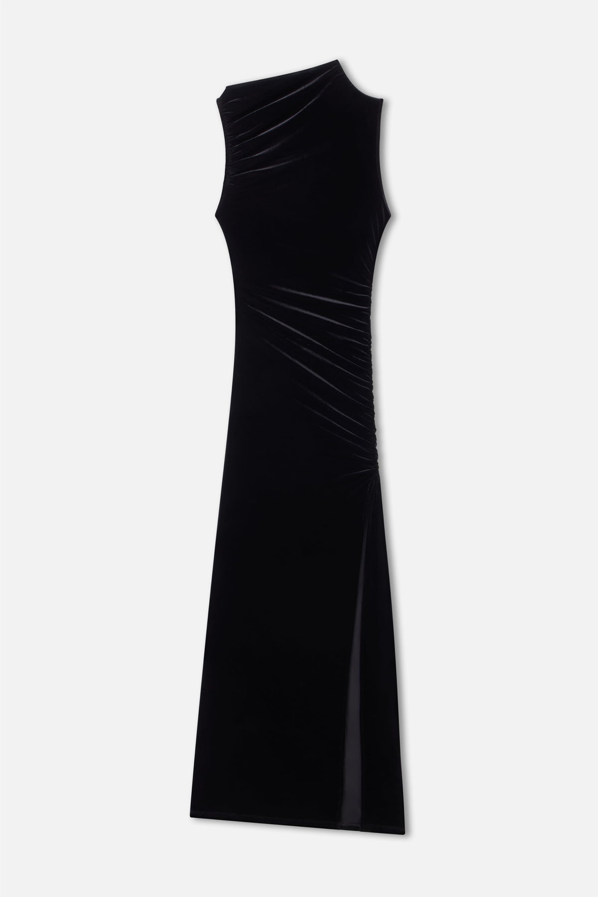 VELVET HIGH NECK MAXI DRESS BLACK001