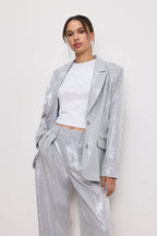 SEQUIN OVERSIZED BLAZER HEATHER GREY001