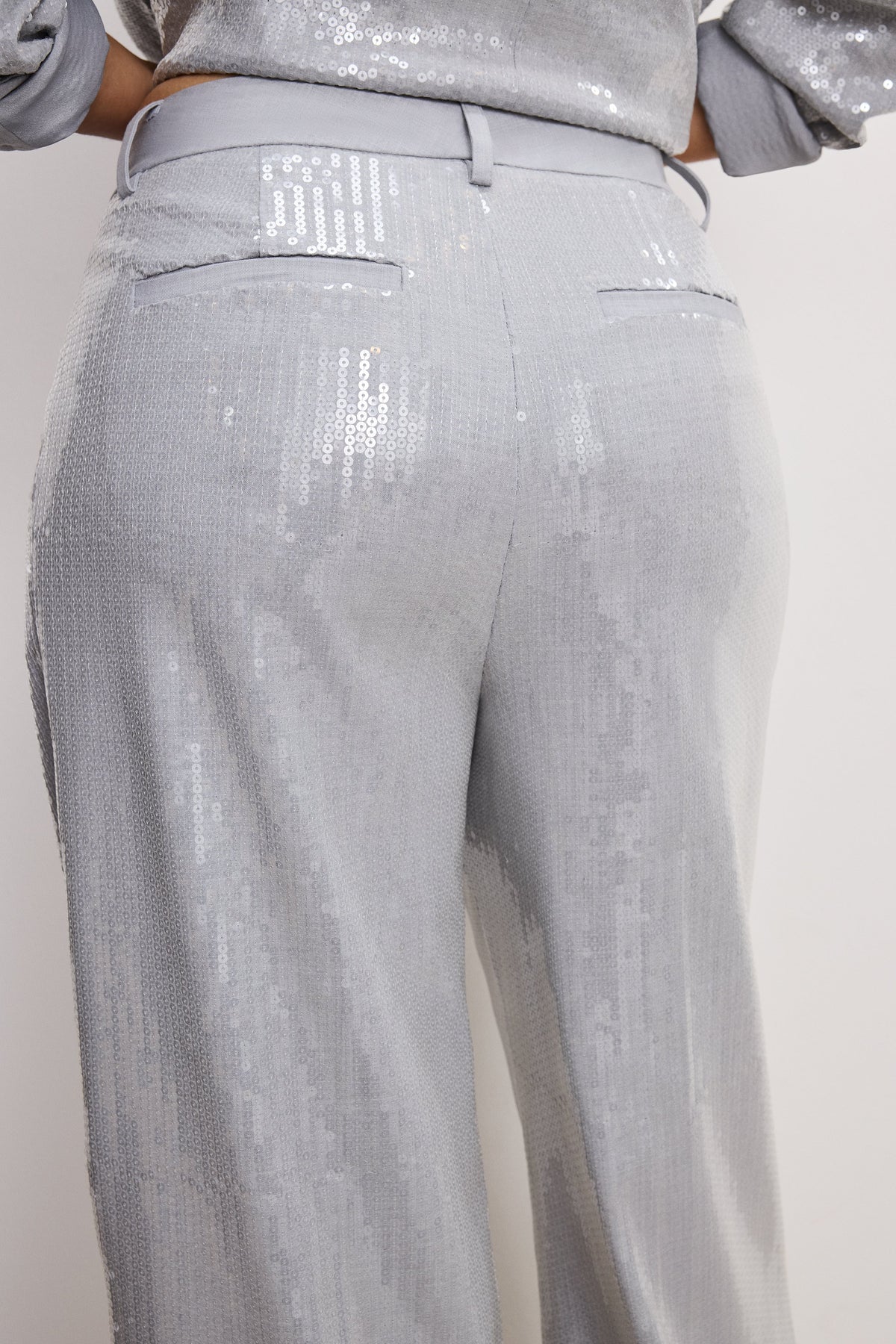 GOOD 90s SEQUIN TROUSERS HEATHER GREY001
