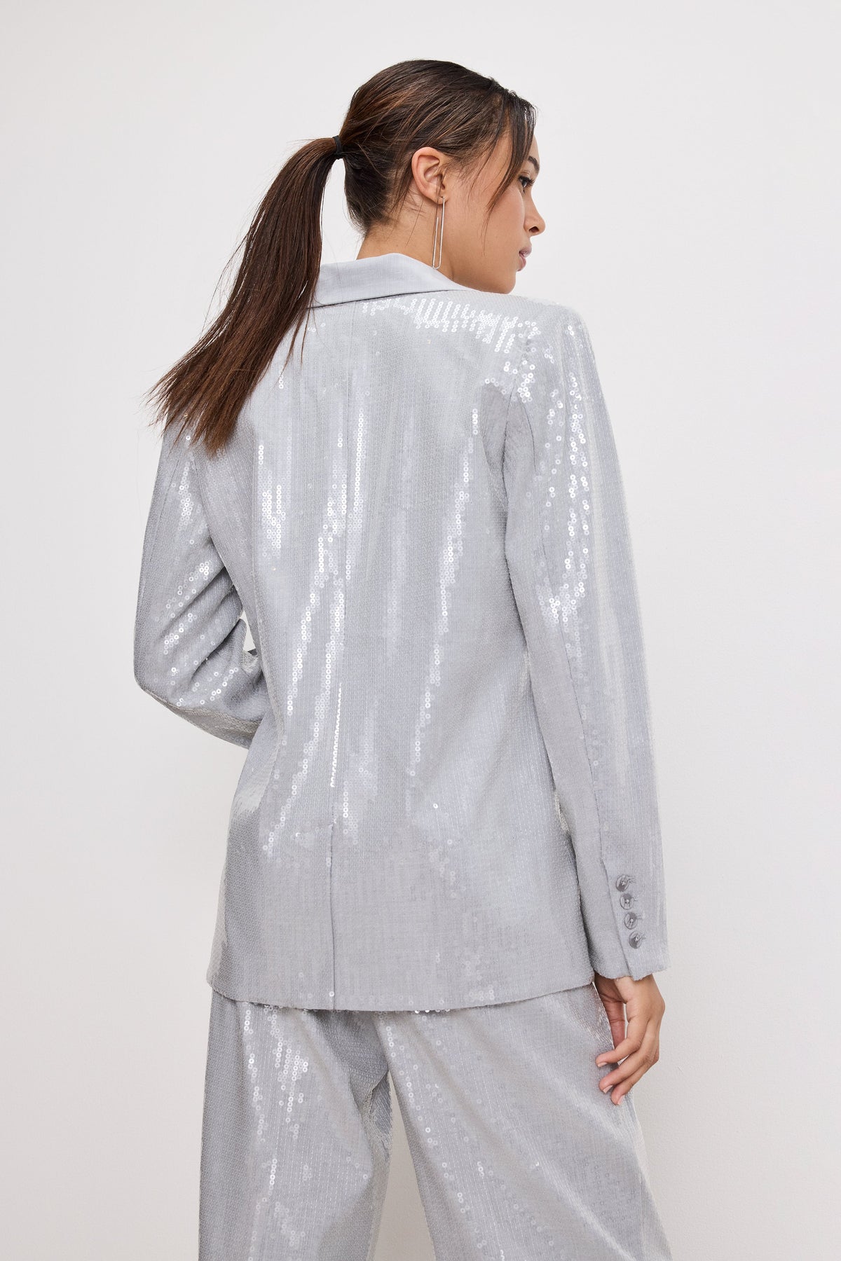 SEQUIN OVERSIZED BLAZER HEATHER GREY001