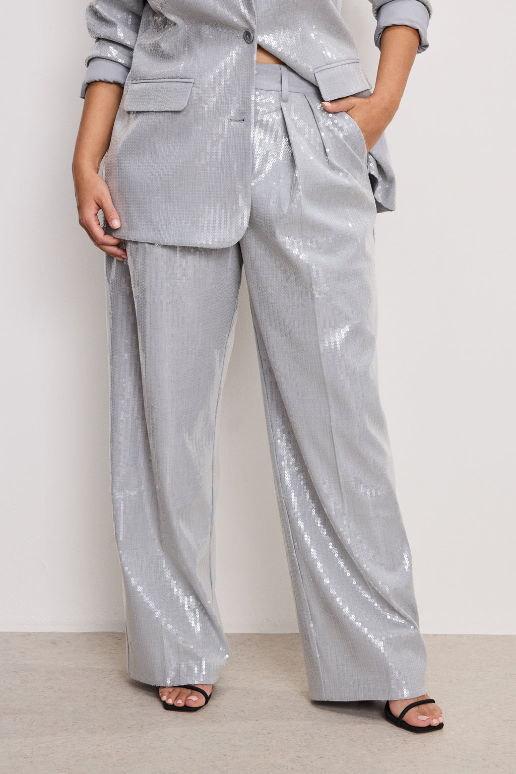 GOOD 90s SEQUIN TROUSERS HEATHER GREY001