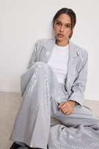SEQUIN OVERSIZED BLAZER HEATHER GREY001