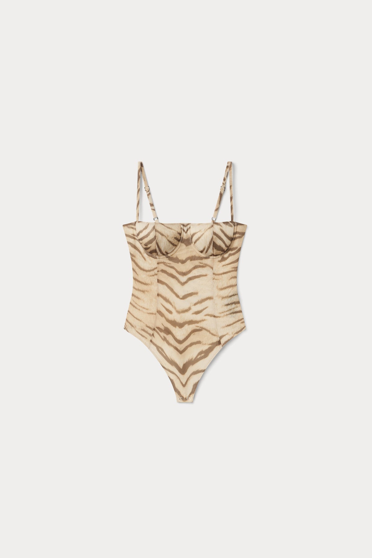 MESH BUSTIER BODYSUIT BROWN TIGER