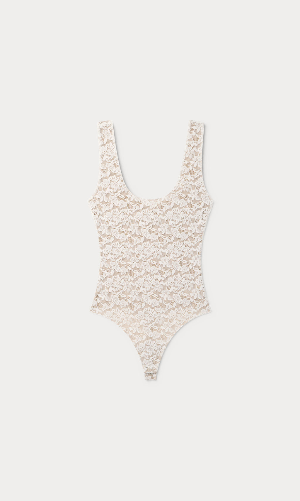 STRETCH LACE SCOOP TANK BODYSUIT CHALK