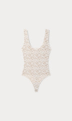 STRETCH LACE SCOOP TANK BODYSUIT CHALK