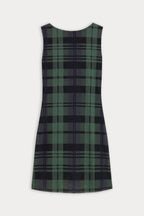 THE MESH MINI DRESS NAVY AND GREEN PLAID