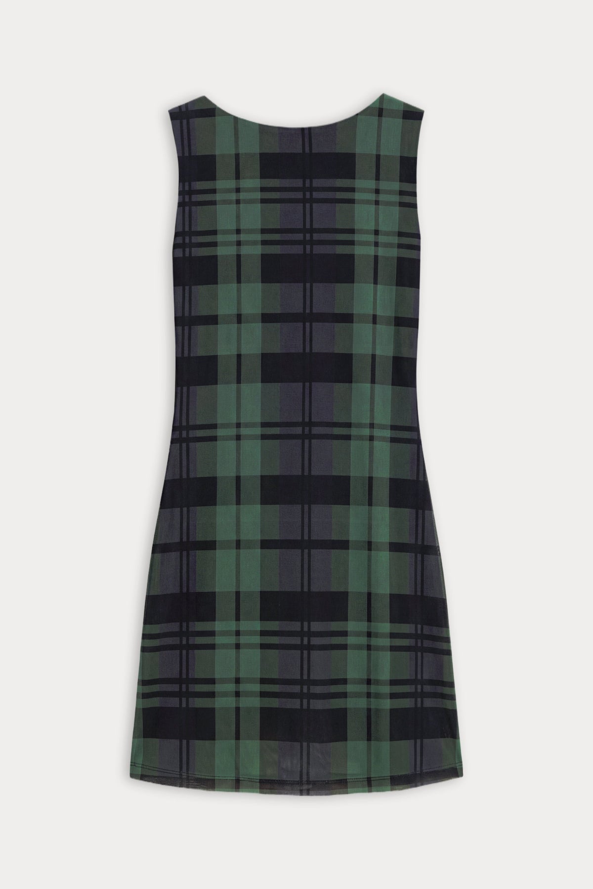 THE MESH MINI DRESS NAVY AND GREEN PLAID